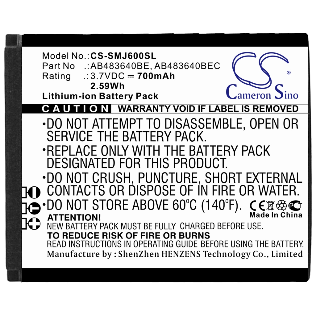 Mobiltelefonbatteri Samsung CS-SMJ600SL