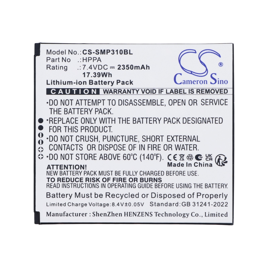 Batterier kompatibel med Sunmi P3 P3 CS-SMP310BL