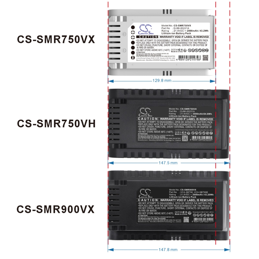 Batterier kompatibel med Samsung Jet 70 70 Easym VS15T7033R4/SH 70 Light CS-SMR900VX