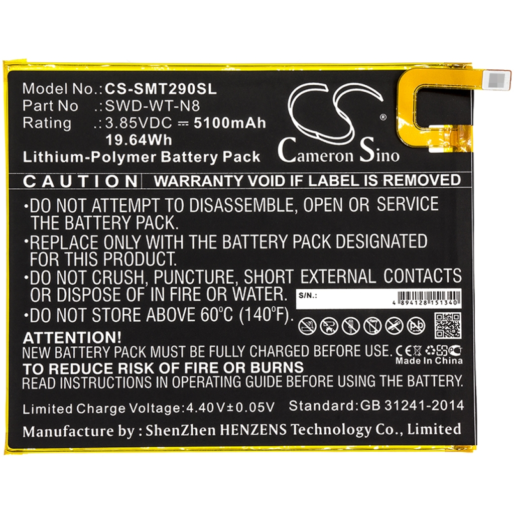 Tabletbatteri Samsung CS-SMT290SL