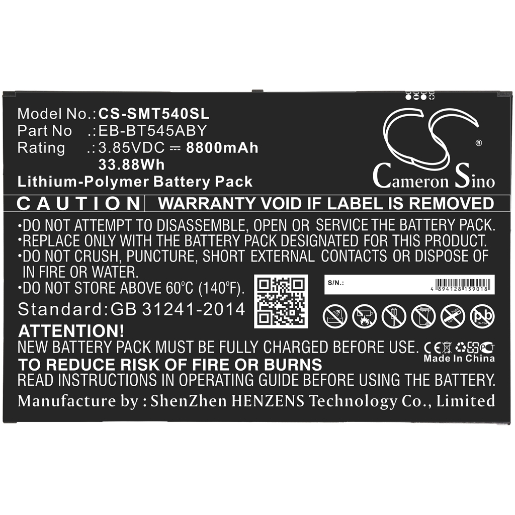Tabletbatteri Samsung CS-SMT540SL