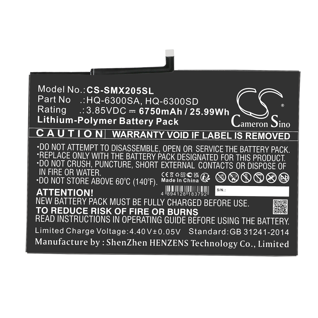 Tabletbatteri Samsung CS-SMX205SL