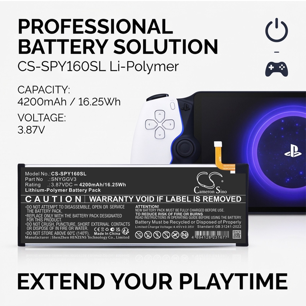 Batterier kompatibel med Sony CFI-Y1016 CFI-Y1016 CS-SPY160SL