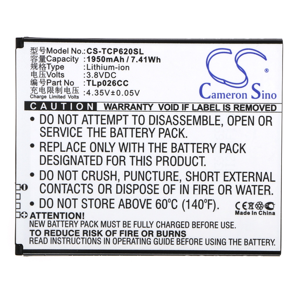 Batteri kompatibel med TCL CS-TCP620SL