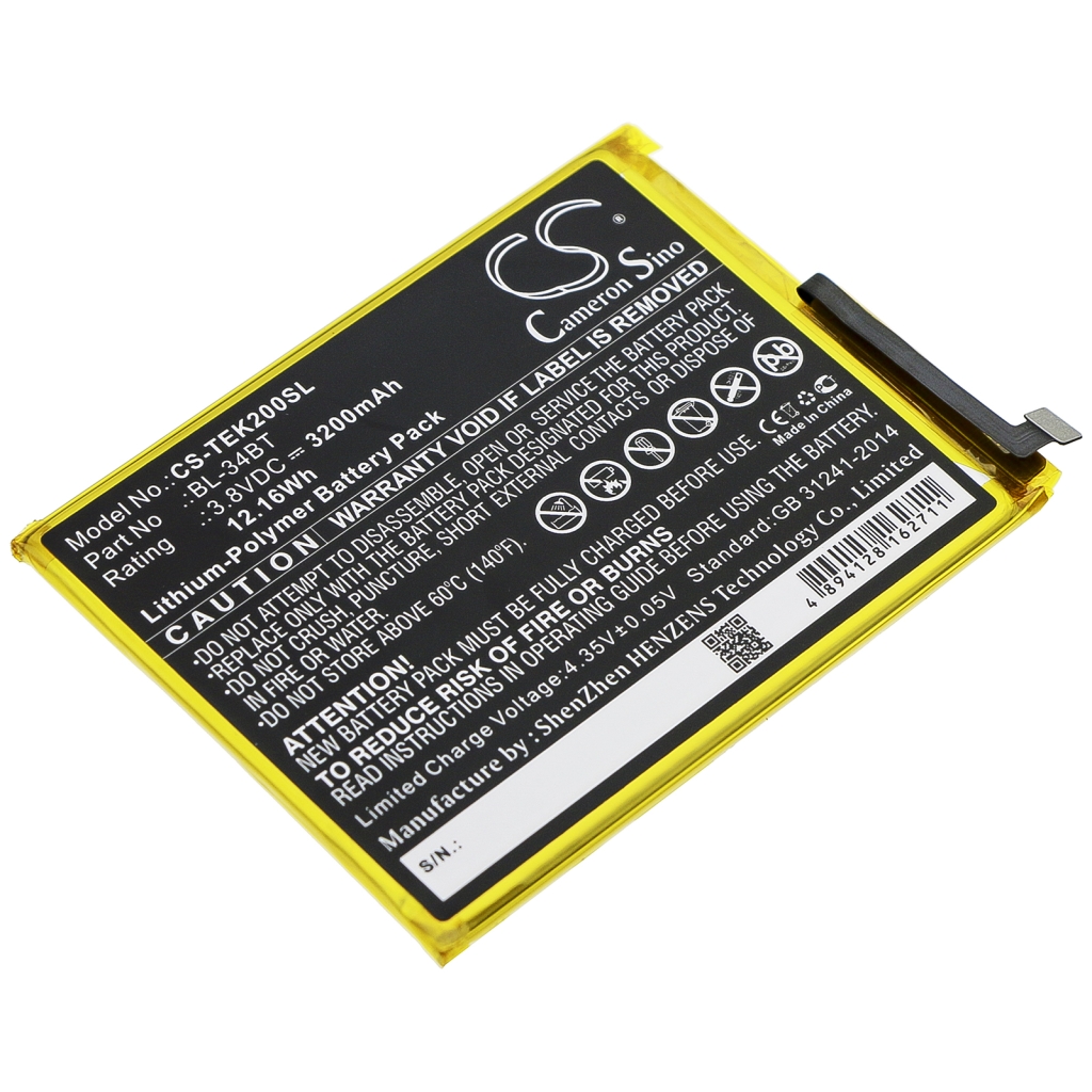 Mobiltelefonbatteri Tecno CS-TEK200SL