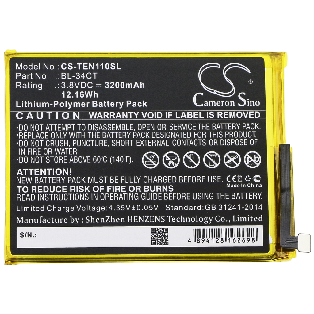 Mobiltelefonbatteri Tecno CS-TEN110SL