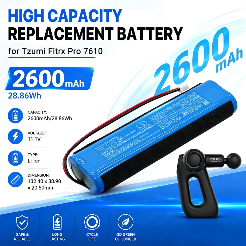 Batterier kompatibel med Tzumi Fitrx Pro 7610 CS-TFP761SL