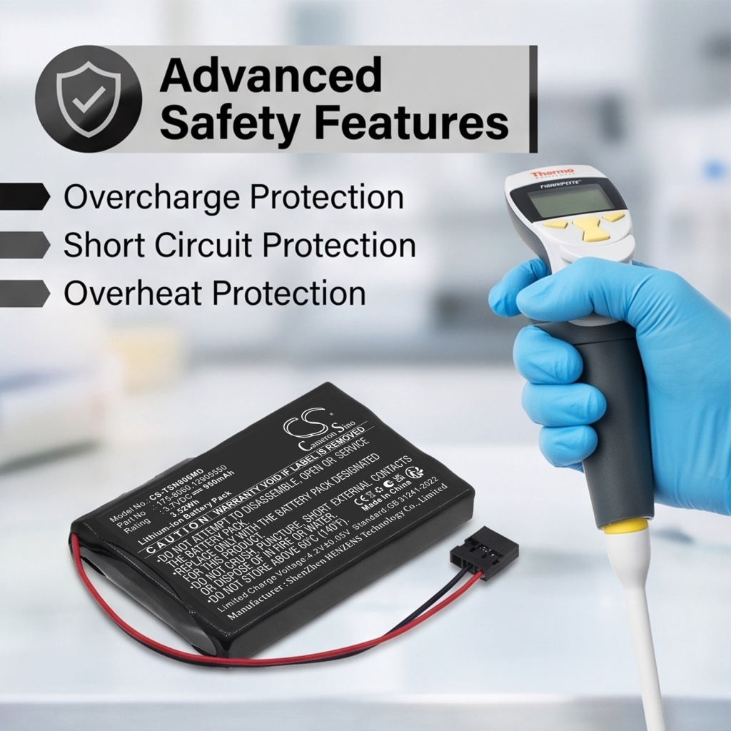 Batterier kompatibel med Thermo Scientific E1-ClipTip ElectronicPipette CS-TSN806MD
