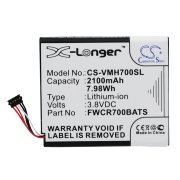 CS-VMH700SL<br />Batterier til  erstatter batteri FWCR700BATS