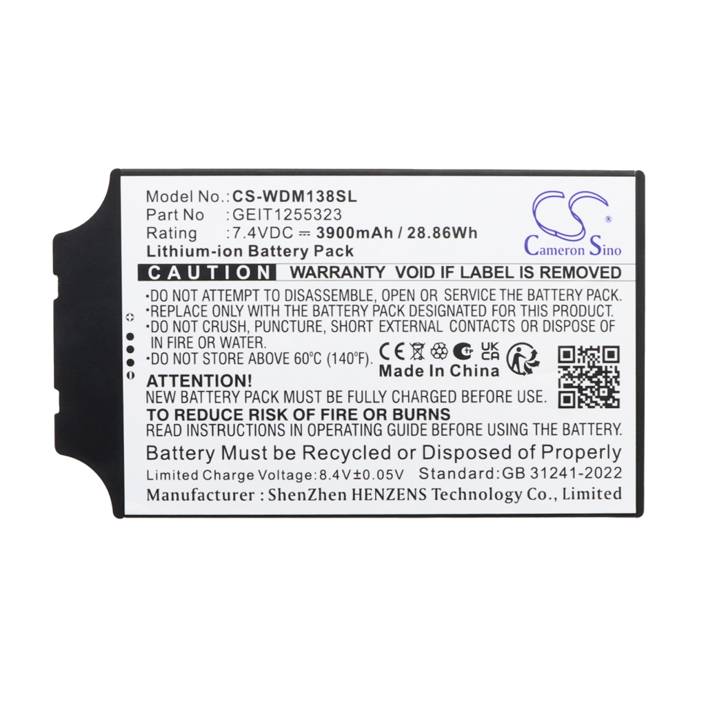 Batteri kompatibel med Ge Waygate CS-WDM138SL