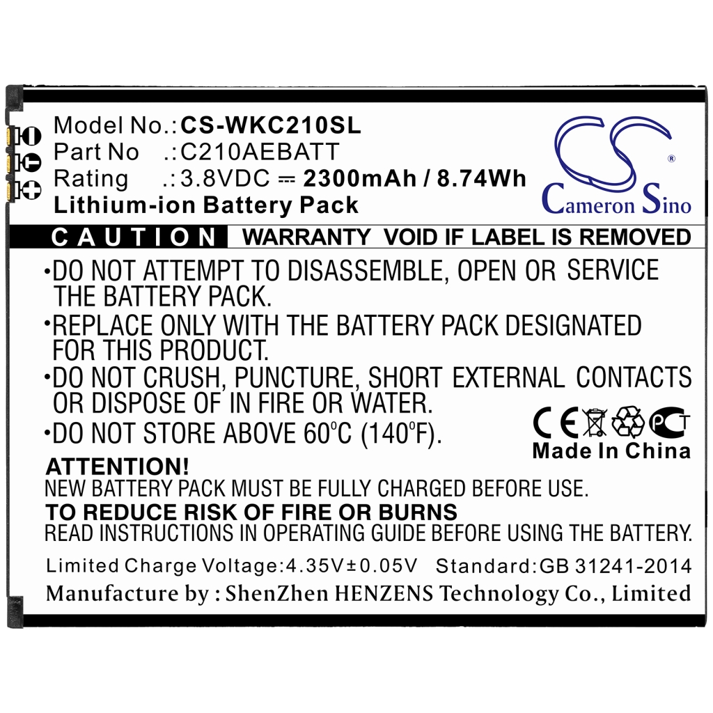 Mobiltelefonbatteri Wiko CS-WKC210SL
