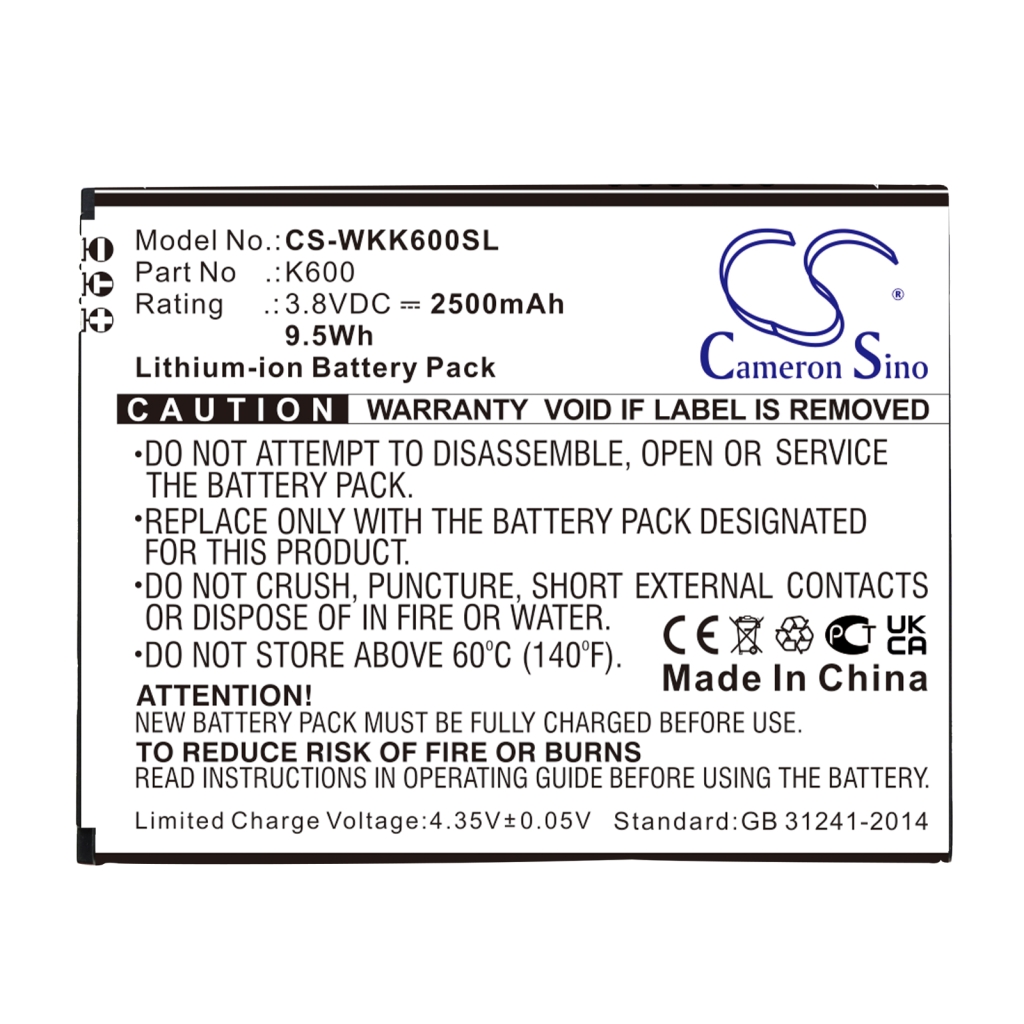 Mobiltelefonbatteri Wiko CS-WKK600SL