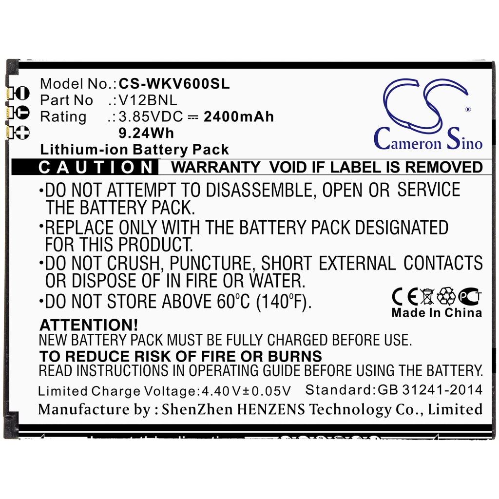 Mobiltelefonbatteri Wiko CS-WKV600SL