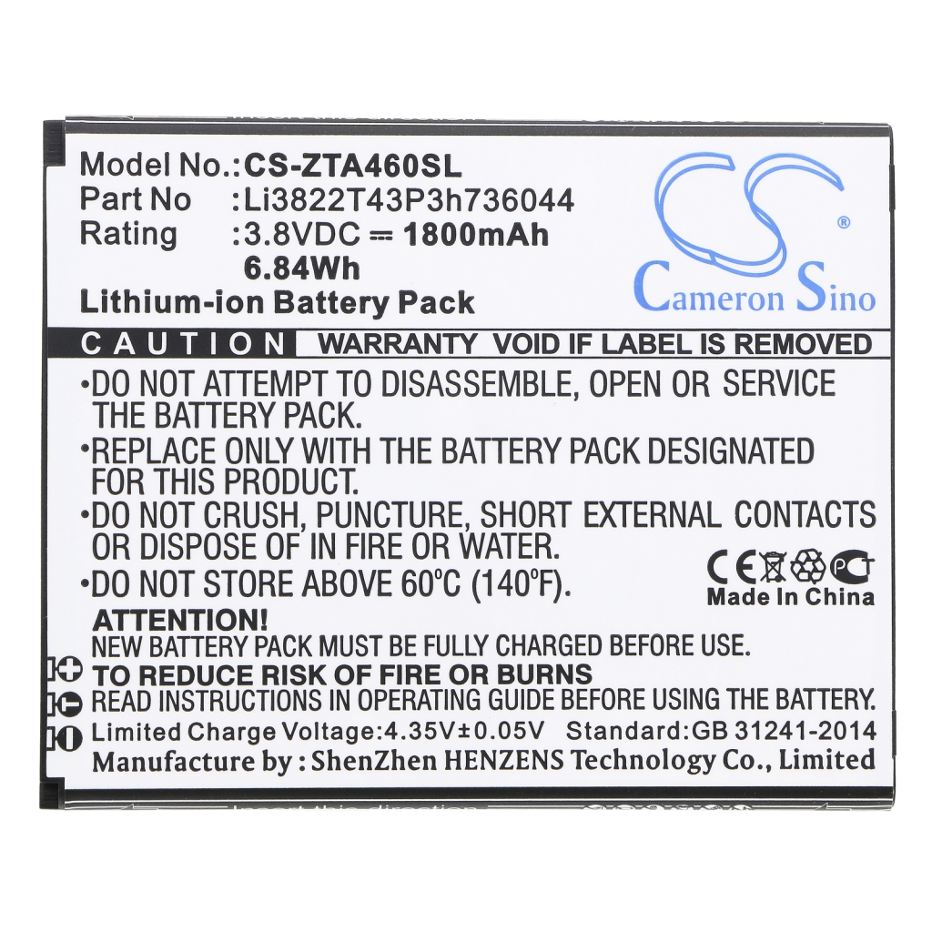 Mobiltelefonbatteri ZTE CS-ZTA460SL