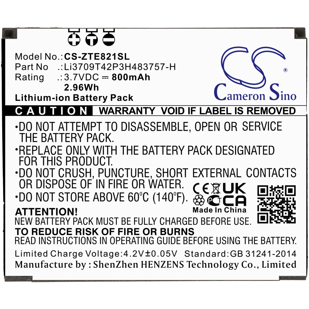 Mobiltelefonbatteri ZTE CS-ZTE821SL