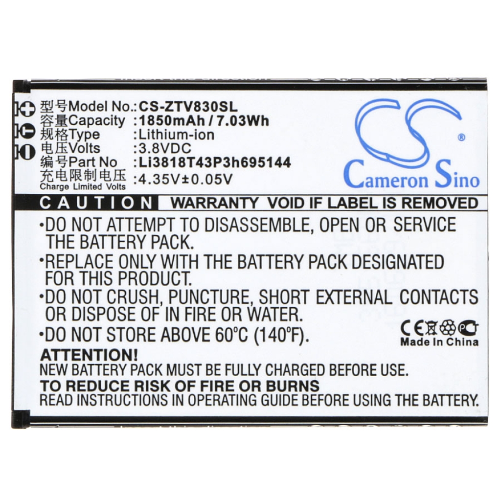 Mobiltelefonbatteri ZTE CS-ZTV830SL